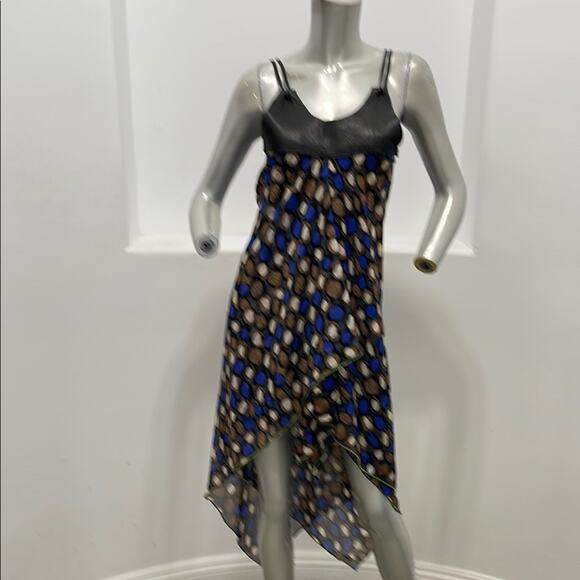 Katharine Story Handcrafted Multicolored Midi Asymmetrical Sundress Leather Trim - Picture 13 of 13